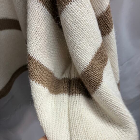 Brochu Walker Open Front Sweater Womens One Size Knit Brown Cream Luxury - Picture 9 of 15